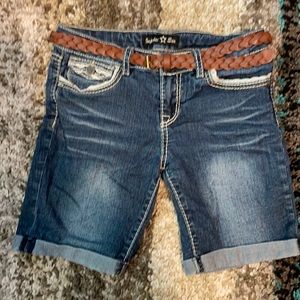 Girls Denim Shorts With Belt Size 12